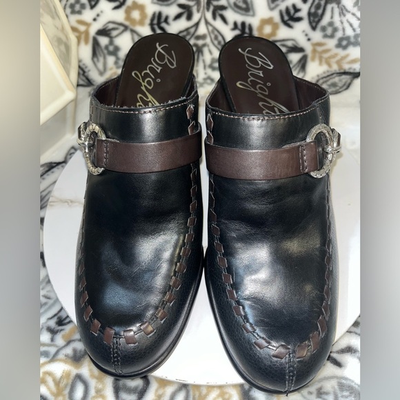 New Brighton Shoes Womens Sz9M Gemini Mules Blk/Brown Leather Block Heel SlipOns - Picture 7 of 16